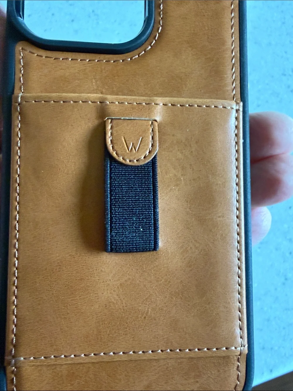 Walli Brown Leather Card Pocket Phone Case with Black Strap